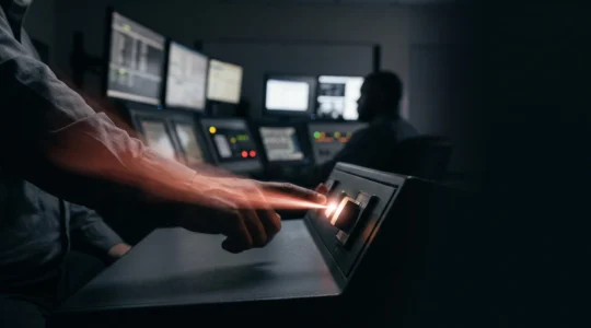 Représentation symbolique de la compression du temps entre la détection d'un danger et l'intervention rapide des équipes de sécurité